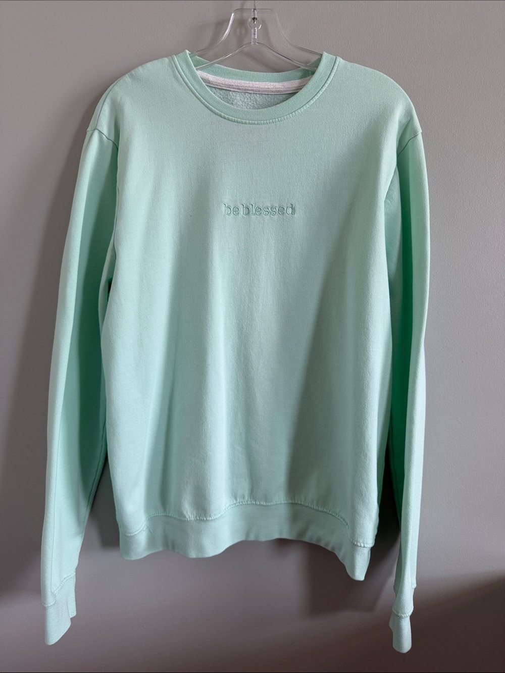 Be Blessed Mint Crewneck Sweater - Women